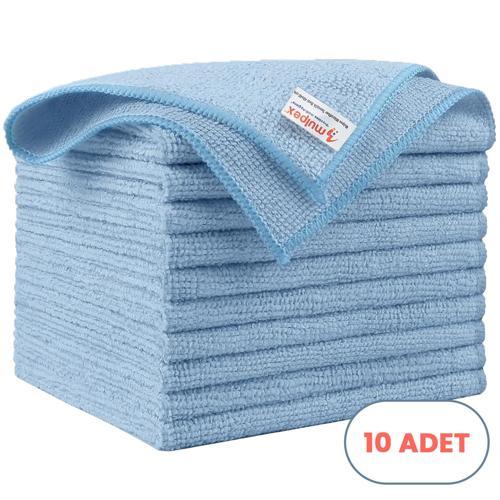 Mikrofiber Temizlik Bezi 10 Adet - 40x40 cm, 375 GSM, Parlak Dokulu, 60 gr ±2, Yüksek Emici, İz Bırakmaz