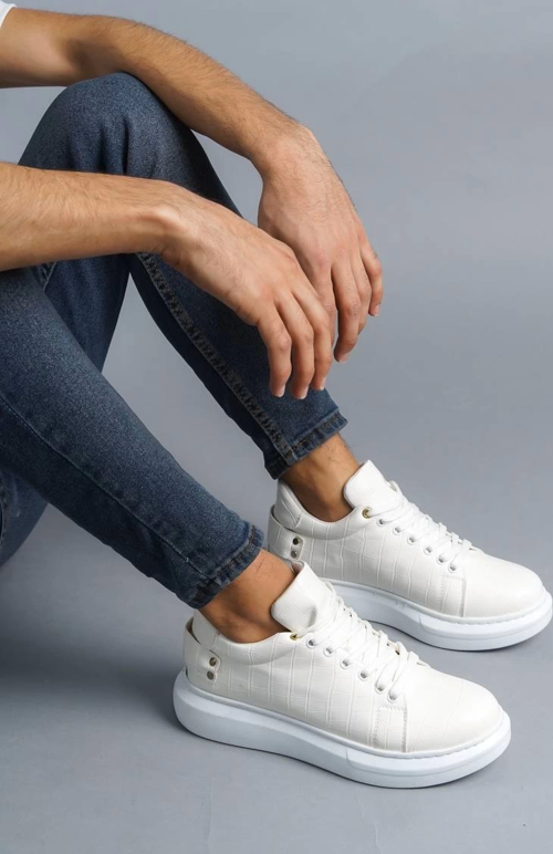 KB047  Kuback Beyaz Crocodile Günlük Erkek  Ayakkabı