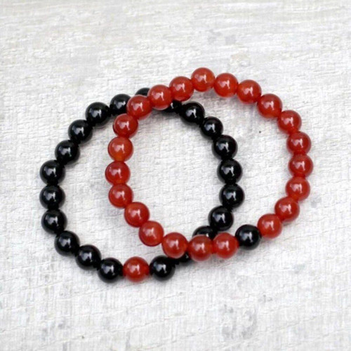 Akik & Obsidyen Doğal Taş Bileklik 8Mm