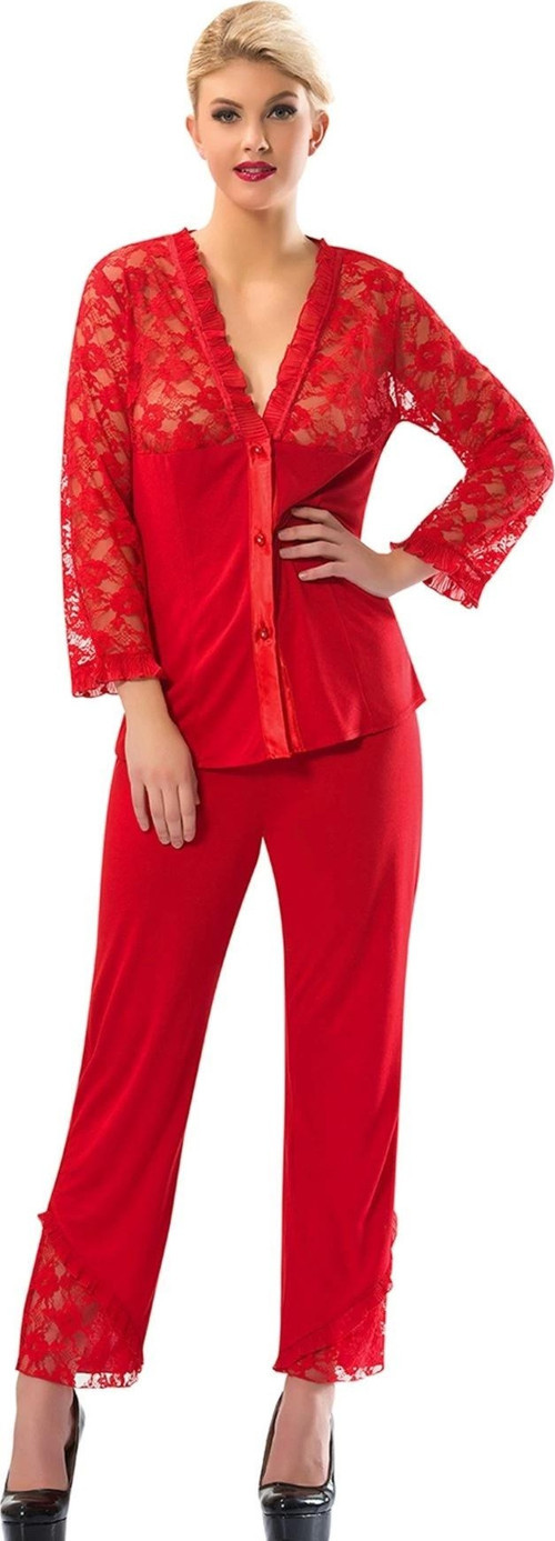 Kırmızı Penye Pijama Takımı - 1570
