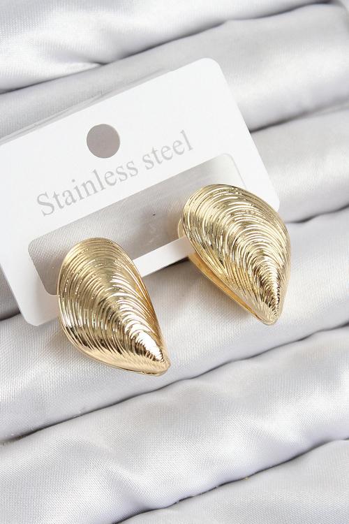 Zarif Kadın için Golden Pirinç İstiridye Stil Küpe