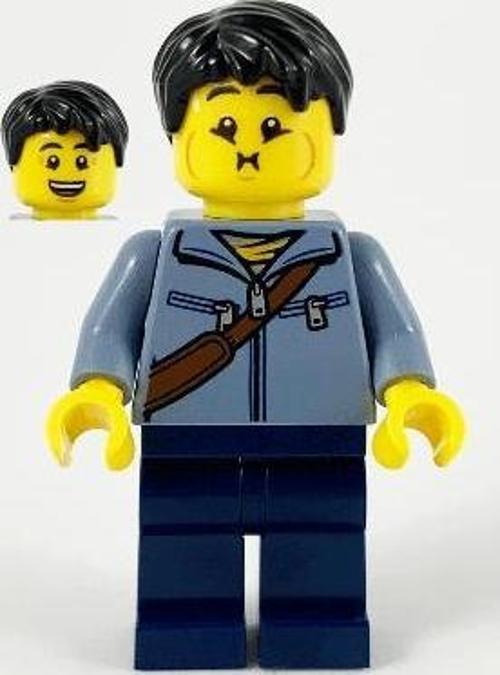 Minifigür Man Sand Blue Jacket and Reddish Brown Satchel hol226