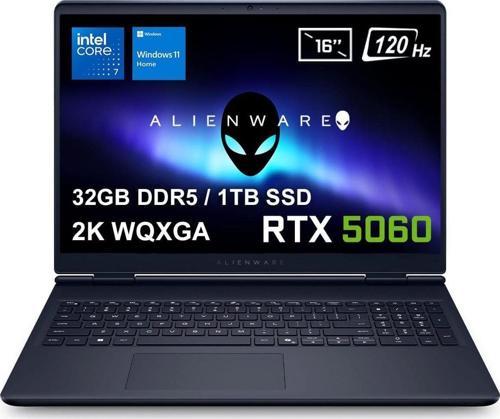 Alienware 16 Aurora Intel Core 7-240H 32GB DDR5 1TB SSD RTX5060 8GB 16 inç 2K WQXGA 120Hz WVA W11 Home Gaming Laptop (AC16250-C716156Wv1)