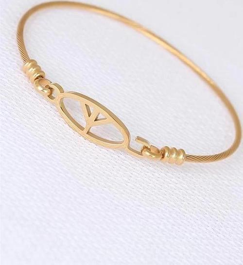 Gold Metal Çelik Figürlü Erkek Kelepçe Bileklik