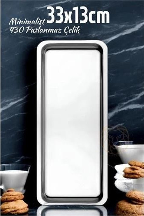 Sunum Tepsisi Çay Kahve Tepsisi 33x13 cm 430 Paslanmaz Çelik