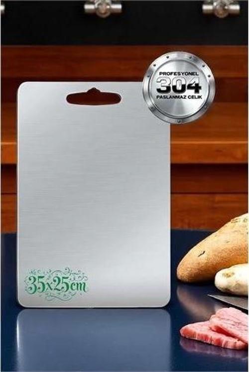 Kesim Tahtası - Profesyonel 304 Paslanmaz Çelik Doğrama Tahtası 35x25 CM