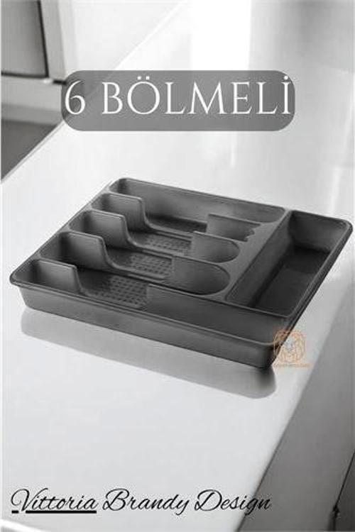 Çekmece İçi Kaşıklık Kepçelik 6 Gözlü GRİ