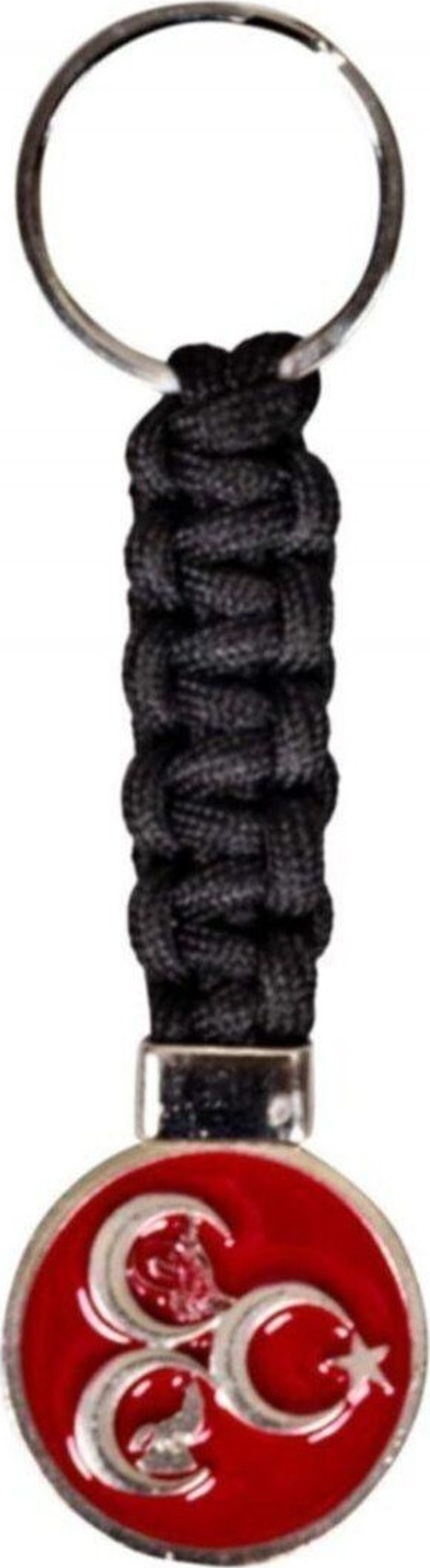 Mineli Üç Hilal Örgülü Paracord Anahtarlık