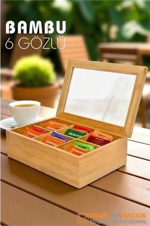 Poşet Çay Kutusu Ahşap Sallama Çay Organizer Kahve Şeker Aksesuar Kutusu