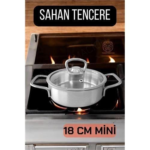 Kapaklı Sahan Tencere 18 cm Mini Paslanmaz Çelik