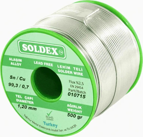 Soldex SCN100 Gümüşsüz Özel Alaşım Lehim Teli 500 Gr - 0.75 mm