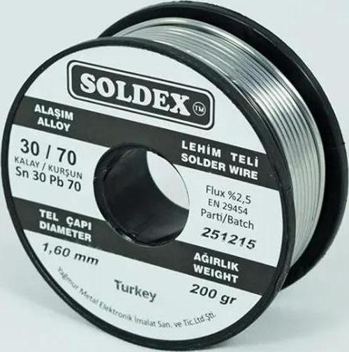 Soldex 30-70 Lehim Teli 200 Gr 1,6 mm Sn:30 - Pb:70
