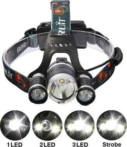 T6 Kafa Feneri 5000 Lumens 3xcree Xm-t6+2r5 Lamba Led Kamp Lambası