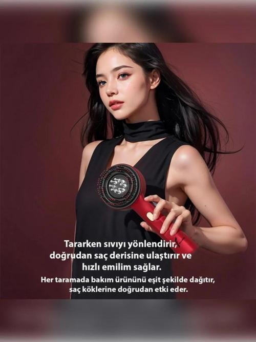 Şarjlı Ve Titreşimli Saç Masaj Tarağı Bakım Yağı Hazneli Fırça