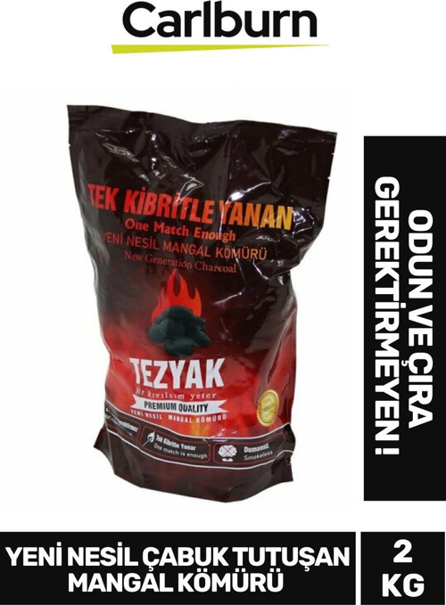 Yeni Nesil Çıra Odun Gerektirmez Çabuk Tutuşan Tek Kibritle Yüksek Isıyla Yanan Mangal Kömürü 2 KG