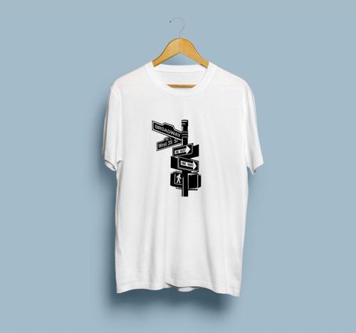 Oversize West Side tabelaları tasarımlı unisex T-shirt