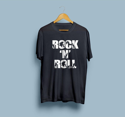 Oversize ROCK'N ROLL tasarımlı unisex T-shirt