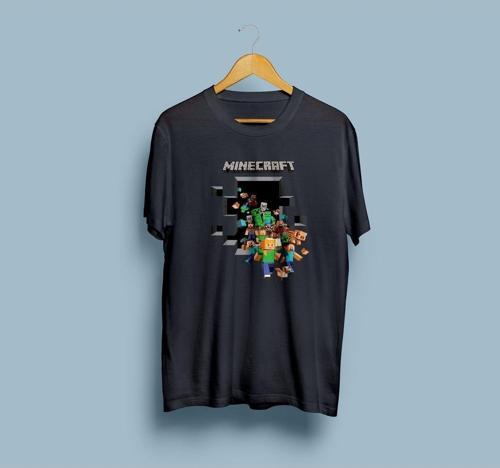 Oversize Minecraft tasarımlı unisex T-shirt