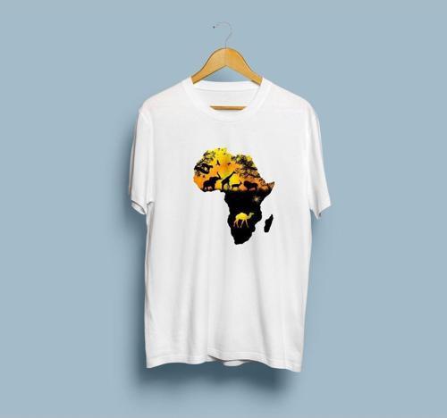Oversize Afrika kıtası tasarımlı unisex T-shirt