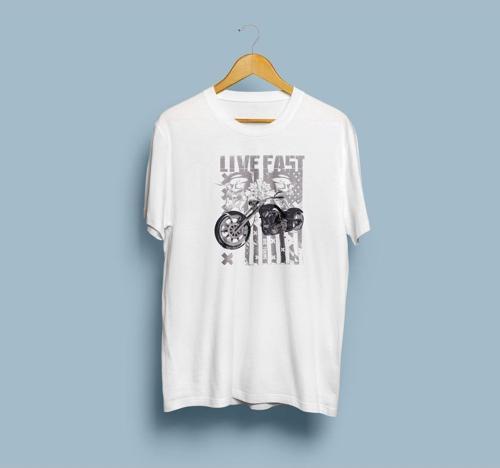 Oversize Hızlı Yaşa Motorsiklet Tasarım unisex T-shirt