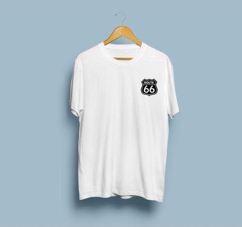Oversize Route 66 cep tasarımlı unisex T-shirt