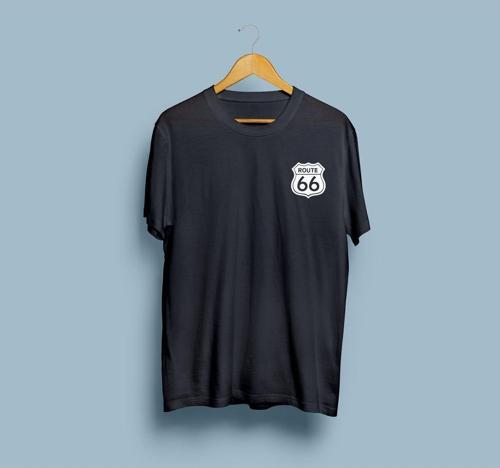 Oversize Route 66 cep tasarımlı unisex T-shirt