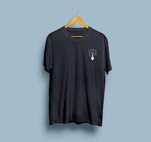 Oversize Ampul desenli cep logolu unisex T-shirt