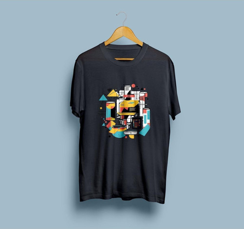 Oversize Geometrik Desenler Tasarım unisex T-shirt