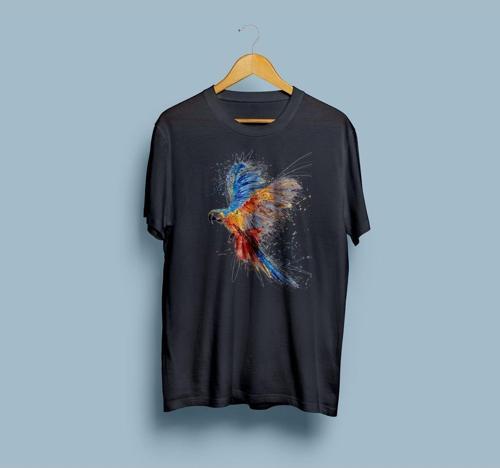 Oversize Parrots/papağan tasarımlı unisex T-shirt