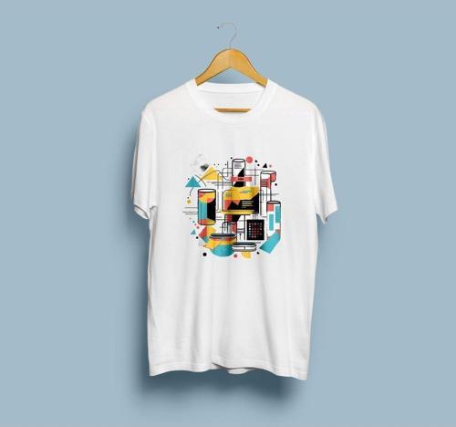 Oversize Geometrik Desenler Tasarım unisex T-shirt