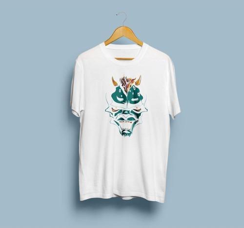 Oversize Vektör Kuru kafa / alev / boynuz tasarım unisex T-shirt