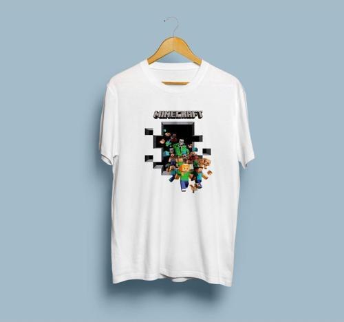 Oversize Minecraft tasarımlı unisex T-shirt