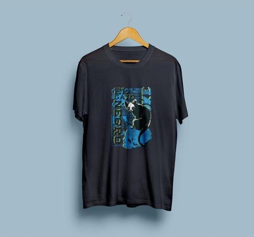 Oversize El Gato Negro Tasarımlı unisex T-shirt