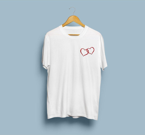 Oversize 2 kalp desenli unisex T-shirt