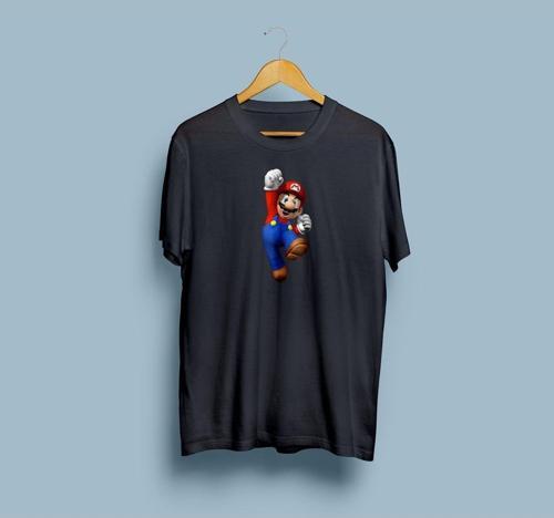 Oversize Super Mario tasarımlı unisex T-shirt