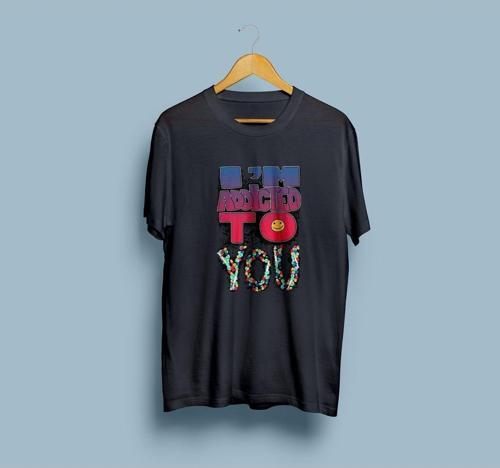 Oversize I'm Addicted To you Yazılı unisex T-shirt