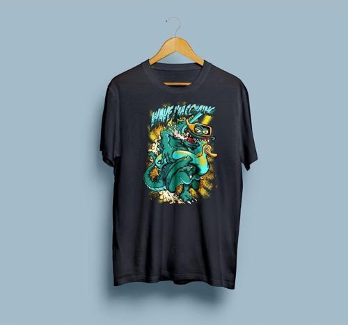 Oversize Wave İ'm Coming (dragon) baskılı T-shirt