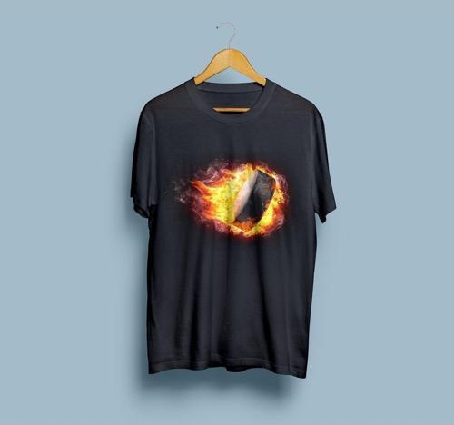 Oversize Burning Ball Tasarım Unisex T-shirt
