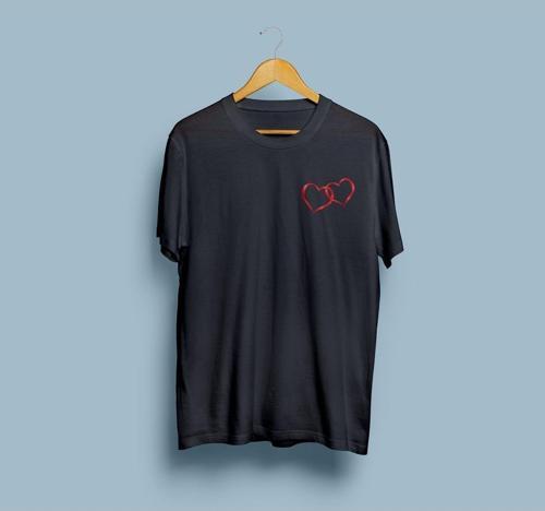 Oversize 2 kalp desenli unisex T-shirt