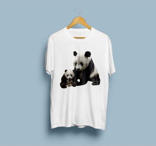 Oversize Panda Ailesi tasarım unisex T-shirt