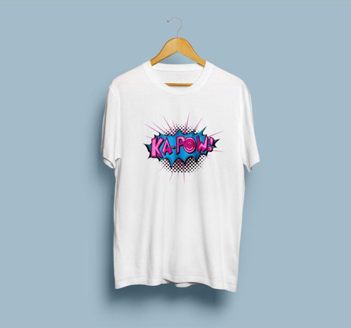 Oversize Ka-Pow tasarımlı unisex T-shirt