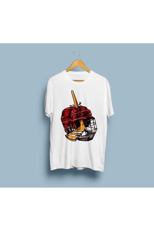 Oversize Hokey Stick and Helmet Tasarım Unisex T-shirt