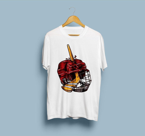 Oversize Hokey Stick and Helmet Tasarım Unisex T-shirt