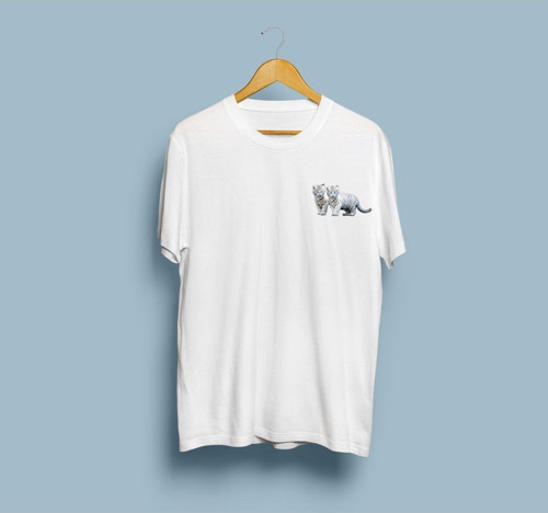 Oversize Beyaz Kaplan Cep tasarım unisex T-shirt
