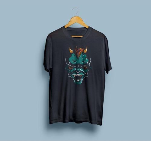 Oversize Vektör Kuru kafa / alev / boynuz tasarım unisex T-shirt