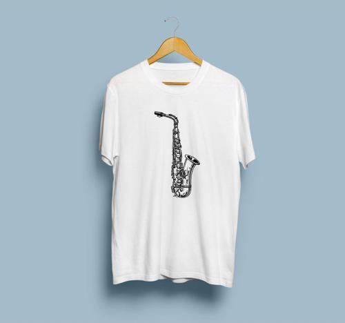 Oversize Saksafon Enstrüman Tasarım Unisex T-shirt
