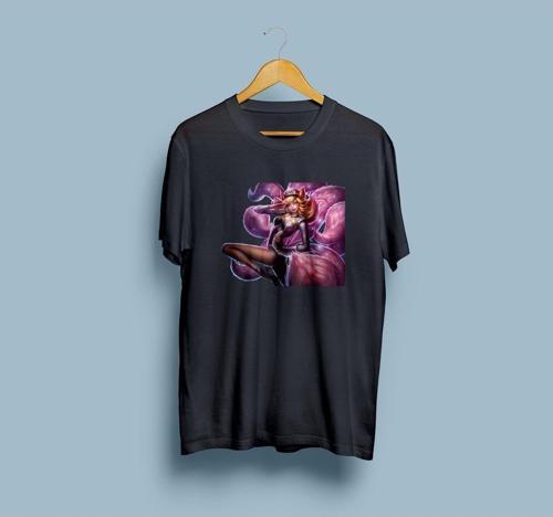 Oversize League Of Legends Star Ahri Tasarım unisex T-shirt