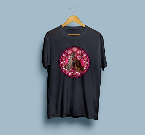 Oversize Leydi ile Sokak Köpeği Tasarım Unisex T-shirt