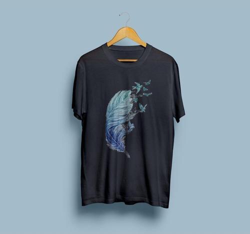 Oversize Kuş Tüyü Tasarım Unisex T-shirt