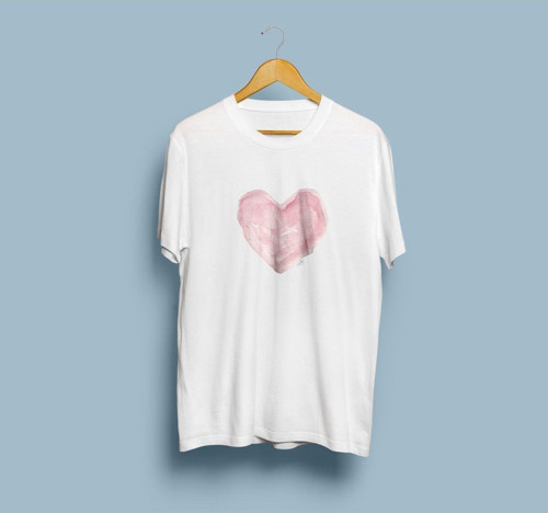 Oversize Pastel Kalp Tasarım Unisex T-shirt